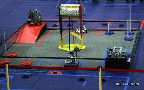 Robots are placed in specific locations within the 12' x12' field to start the match.