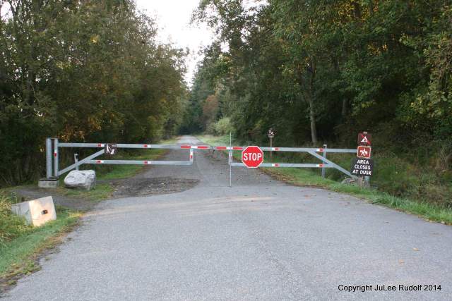 Gate at entrance to Cornet Bay Road leading to Hoypus Point