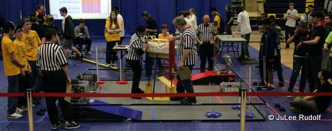 OHHS Wildcats watch the referees place the center goal in position